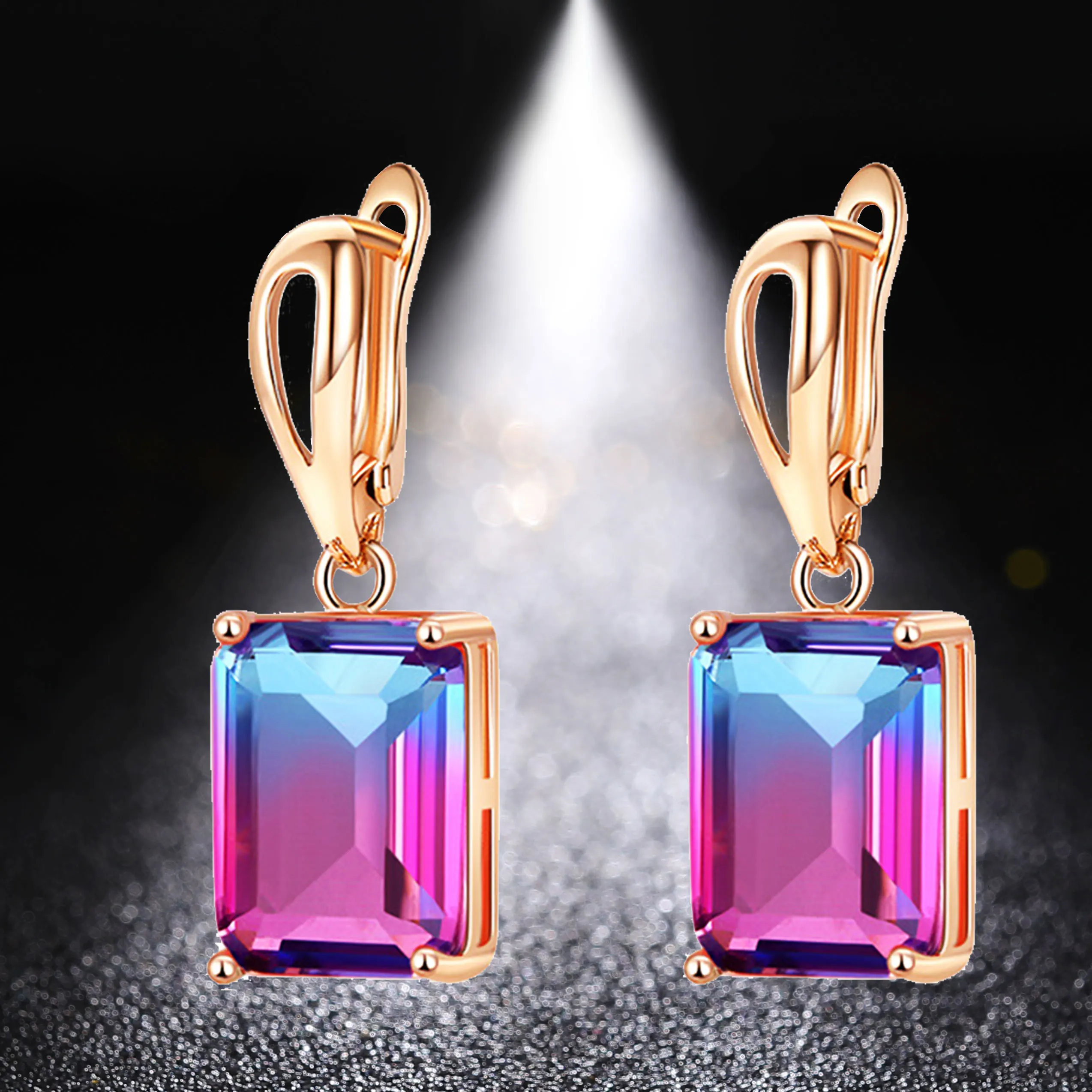 Drop Earrings with Cubic Zirconia Elegant Women Wedding Earrings Jewelry Tourmaline Color Multicolor Fashion Jewelry Brincos