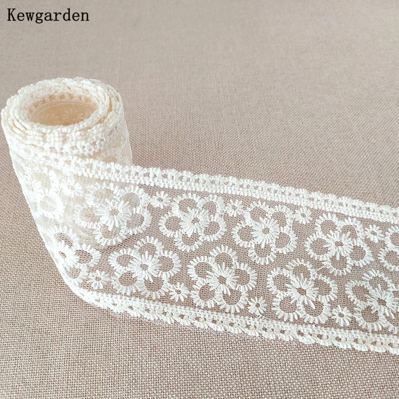 Kewgarden haftowany wzór kwiecisty z koronką DIY łuki akcesoria do włosów wstążka Handmade sztuka szycia zrobić Tutu tkaniny 5 metrów