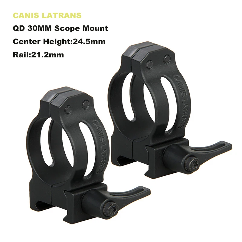 Canis Latrans Scope Mount for 1.18 Inch Tube 21.2mm Rail Picatinny QD Quickly Detached 30MM Rings (Set of 2) gs24-0183