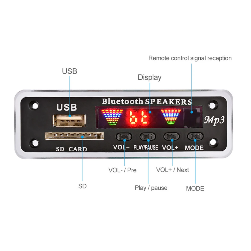 Screen Wireless Bluetooth-compatible MP3 WMA WAV Decoder Board 5V 12V Audio Module USB TF FM Radio For Car accessories