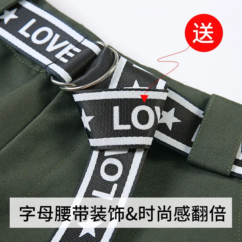Cargo Pants Shorts for Women\'s Summer Pants Female Students Korean Loose Casual Sports High-waisted Shorts Big Pocket