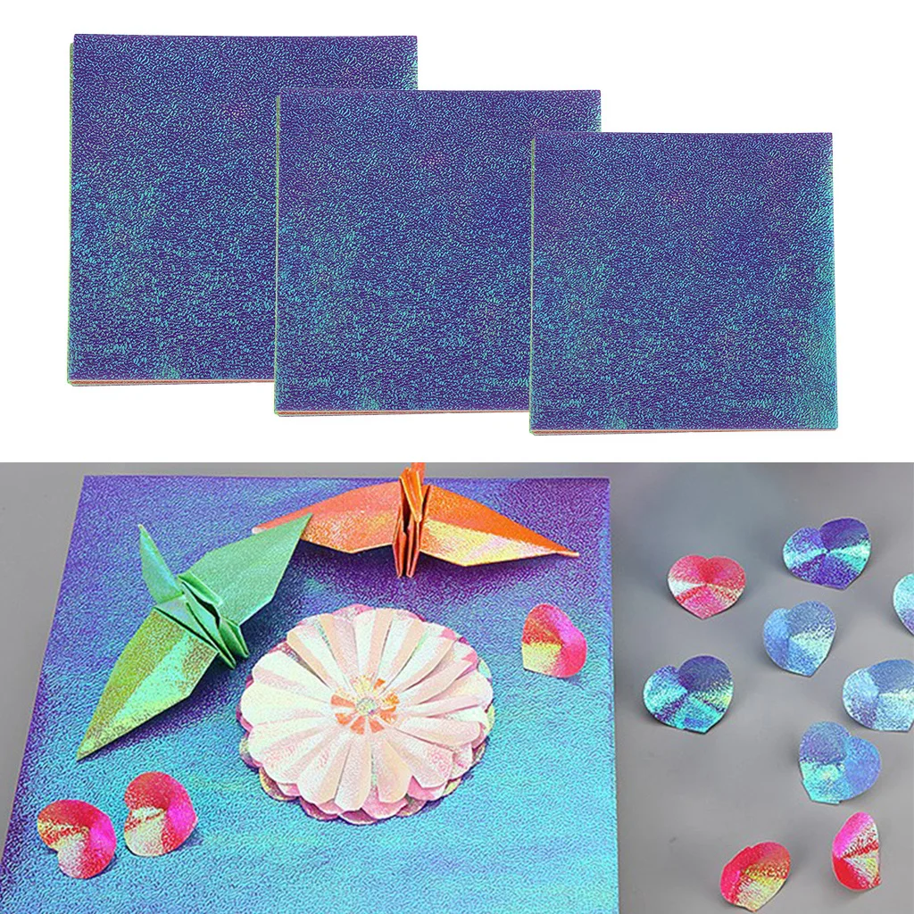 50 Sheets Mixed Colors Pearl Single Side Shining Square Origami Papers Folded Kids Handmade DIY Scrapbooking Craft Decor