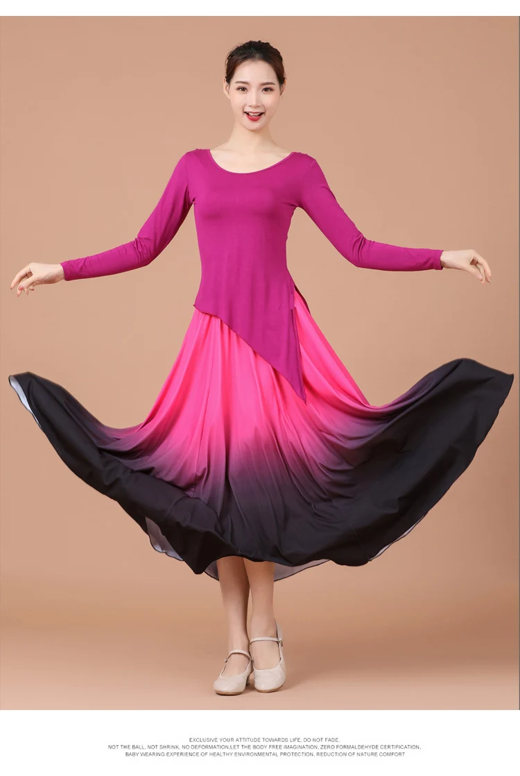 Frauen Spanisch Flamenco Rock Dance Praxis Lange Große Schaukel Rock Farbverlauf Leistung Gypsy Rock Dame Bauch Rock Kleid