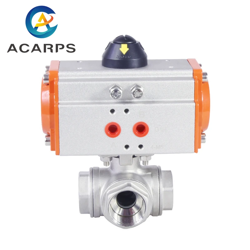 

1/4" Three piece High Platform Pneumatic 3 Way Ball Valve 304 Stainless steel Q611F-16P Double Acting Cylinder