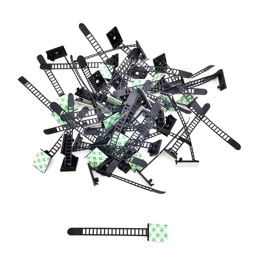 

50pcs/lot Self-Adhesive Adjustable Wire Cable Ties Clamps Fix Arrange Sticker Clips