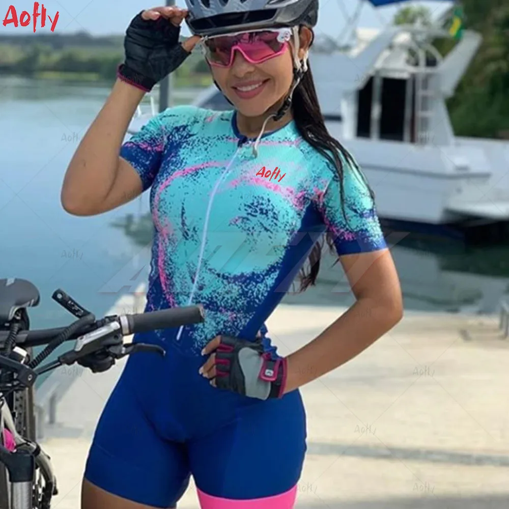 2021 Aofly Women's Summer Triathlon Suits For Cycling, Summer Swimsuits, Jumpsuits, Short Sleeves, Road Cyclist Costumes9D Gel