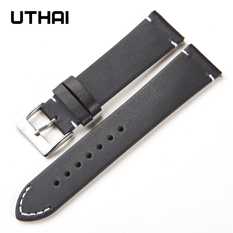 Leather strap vintage cowhide watchband 16 18 20 22 24mm Soft and ultra-thin strap Quick release spring bar watch accessories