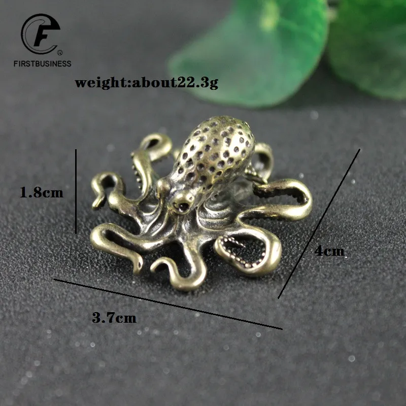 Brass Octopus Home Decoration Antique Copper Animal Figurines Miniatures Desk Ornament Accessories Creative Table Tea Pets Craft