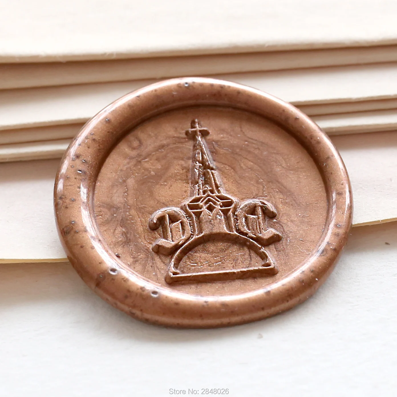 Custom initials Wax Seal Stamp,Eiffel Tower  Seal Stamp Kit,wedding invitation seals,wedding gift,personalised wood wax stamp