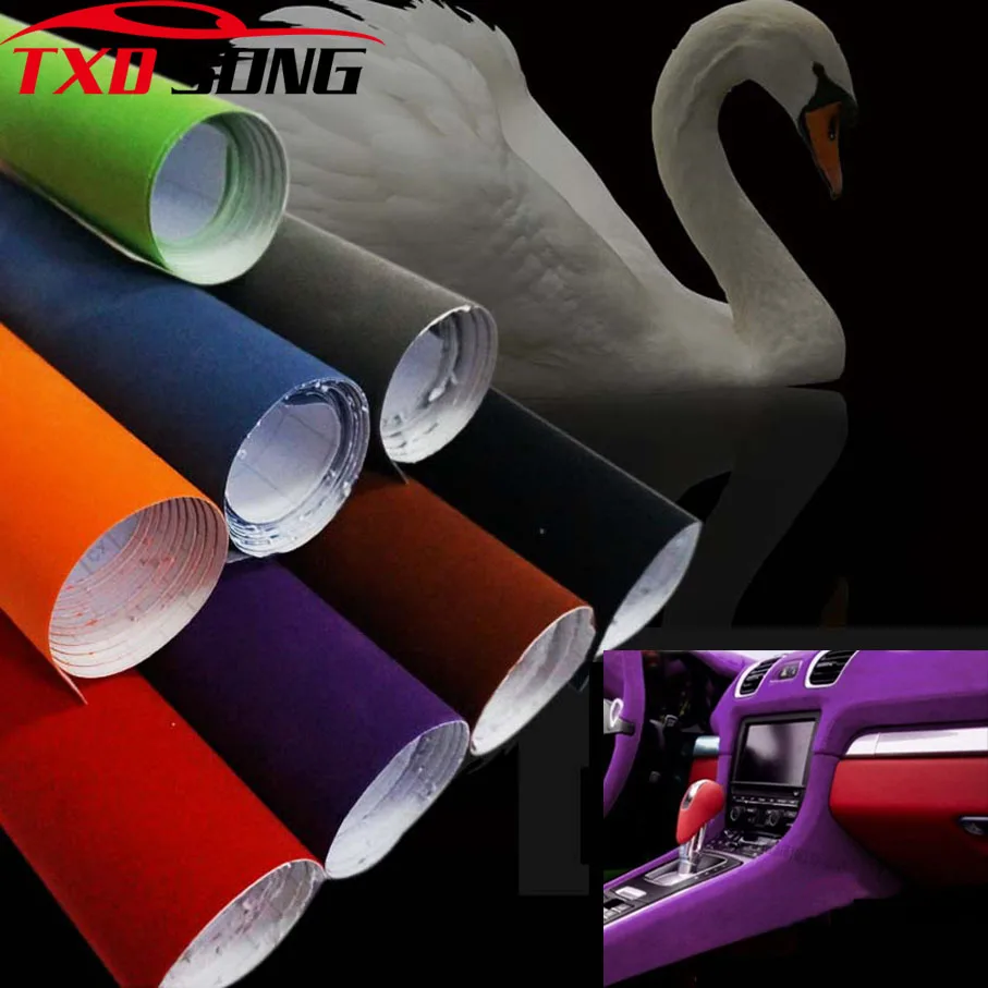 

10/20/30/40/50x135CM/LOT Premium quality Black suede PVC sticker velvet for car wrap vinyl for car wrapping