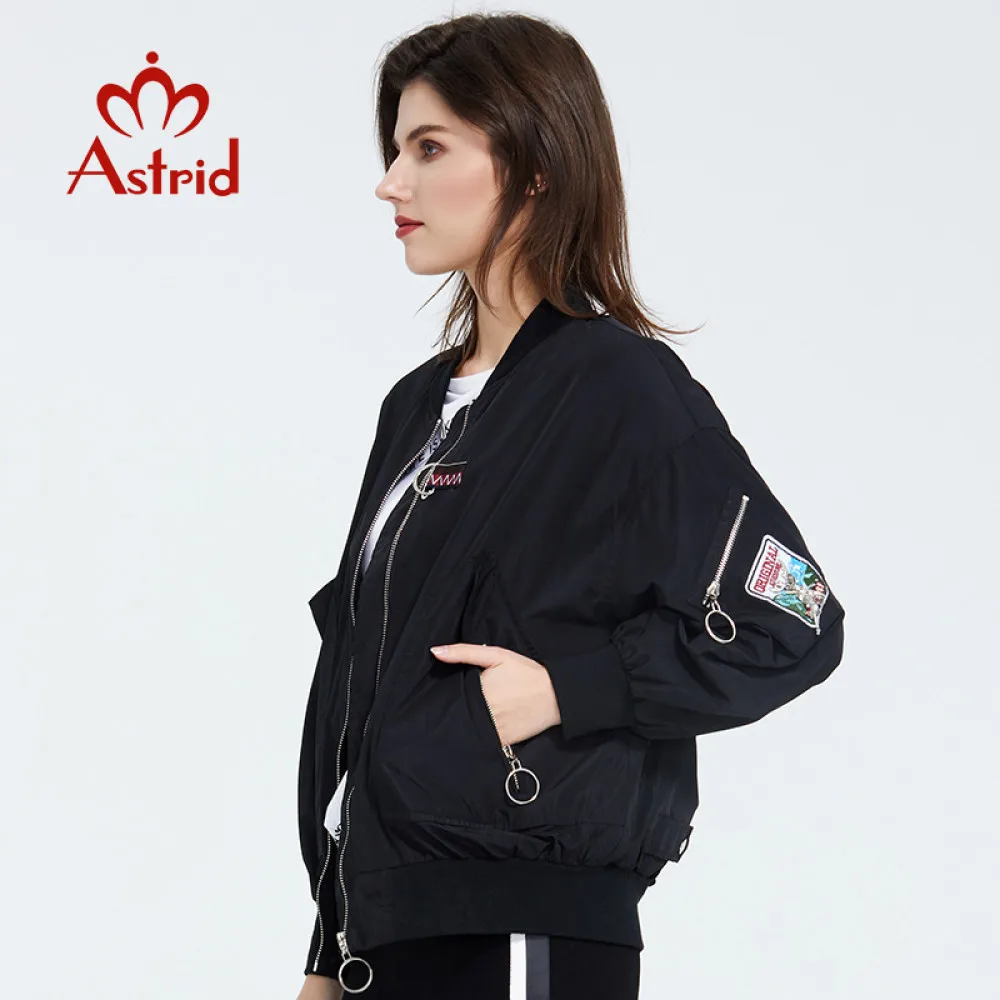 Astrid 2022 New arrival Spring Young fashion Women\'s Short Jacket Casual trench coat high quality Black Thin women coat ZS-7012