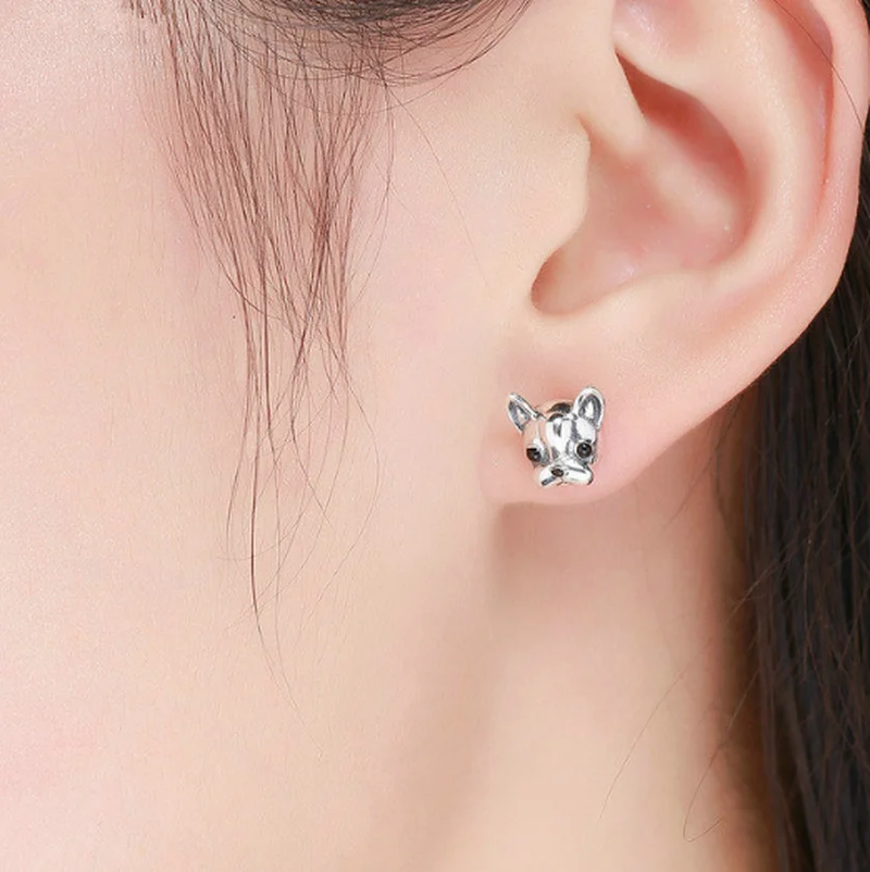 Personalized Design Trendy Cute French Bulldog Animal Small Stud Earrings Men Women Casual Party Gifts Daily Wear Jewelry