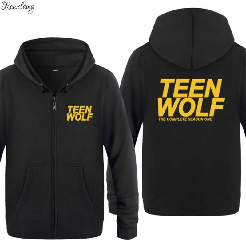 Mens Hoodies Teen Wolf Letter Printed Zipper Hoodie Men Fleece Skate Jacket Coat Winter Men's Sweatshirt Oversized Tracksuit Hot