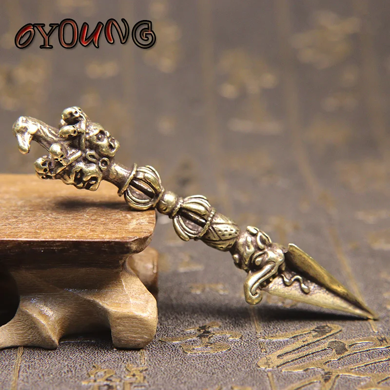 Antique Pure Copper Buddha Instrument Ba Jin Just Vajry Pestle Feng Shui Ornament Home Decoration Brass Desk Decor Retro Crafts