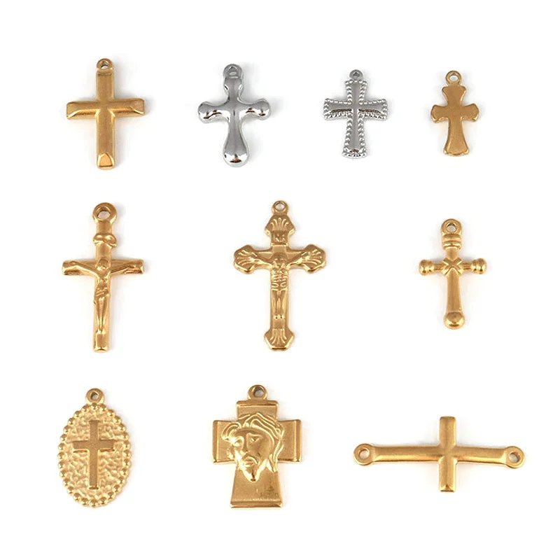 5pcs Stainless Steel Charms Cross Charms Geometric Cross Pendant For DIY Jewelry Necklace Bracelet Jewelry Accessories