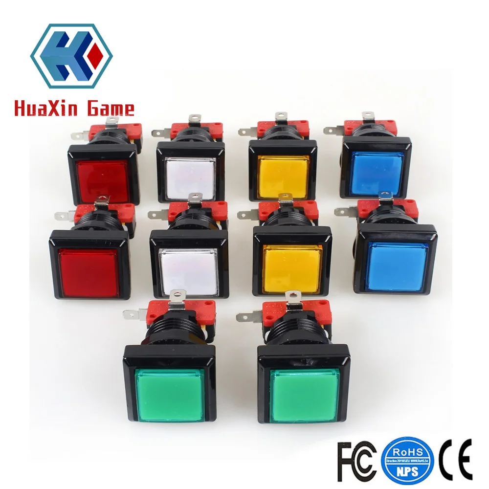 5V 12V, Square Shape LED Illuminated Push Button with Micro Switch, Arcade Machine, Gaming Video Game Consoles, Jamma Kit, 10PCS