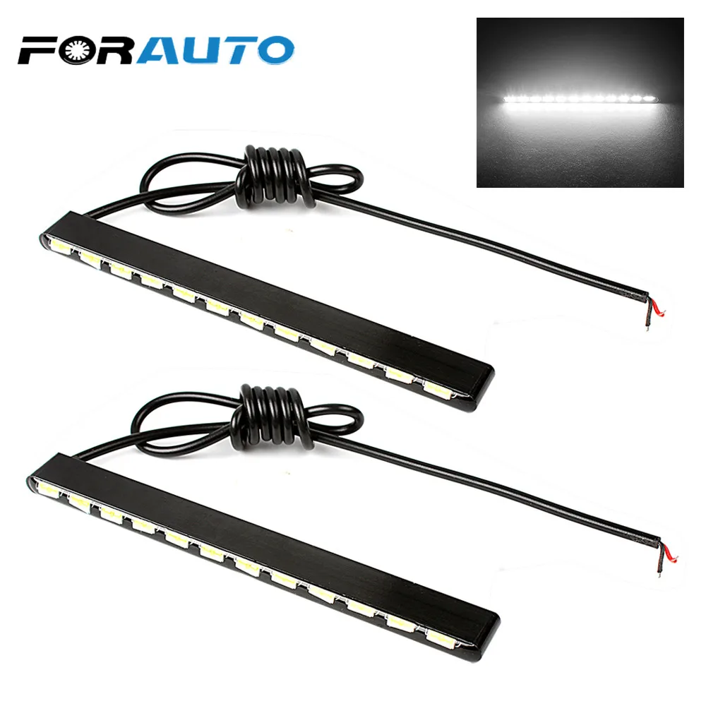 FORAUTO 2pcs 12 LEDs Daytime Running Lights For Car Light Source SMD Car DRL 7030 Daylight Led Strip Drl for Cars Car Styling