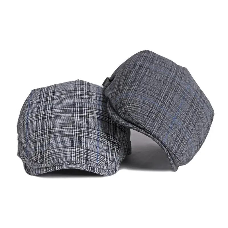 Cotton Spring Summer Fashion Joker Plaid Newsboy Caps Flat Peaked Cap Men and Women Painter Beret Hats 77