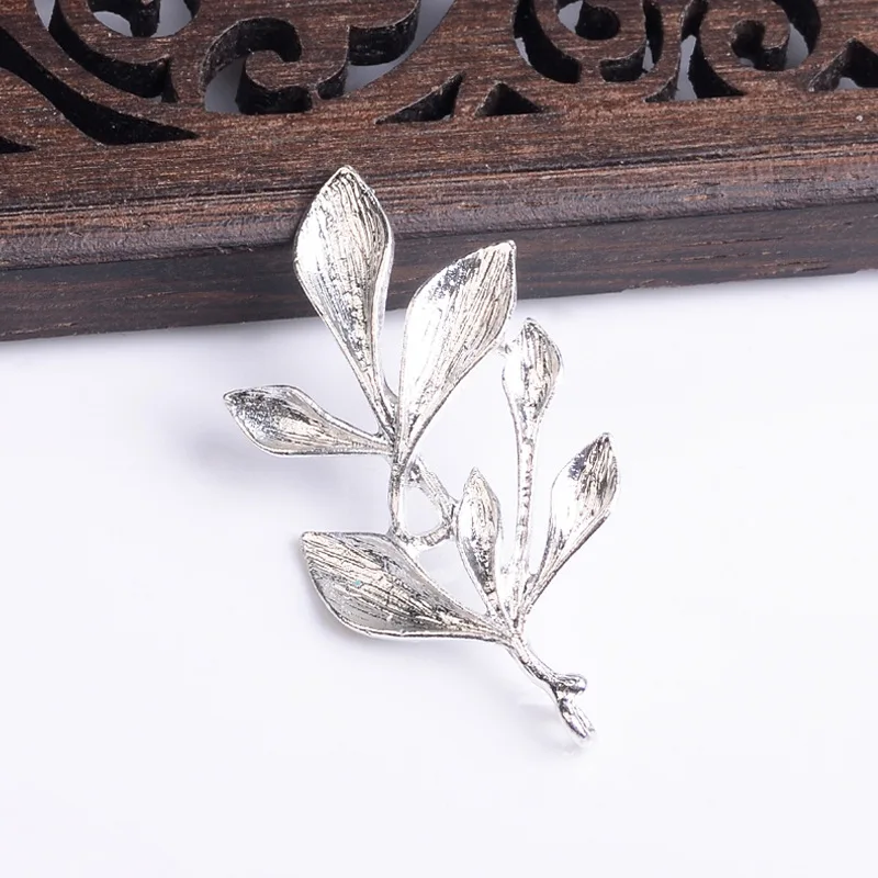 50pcs 22*41/38*39mm Gold/KC Gold color Big Leaf Branch Charm For wedding hair Jewelry Findings for DIY Handmade Jewelry Making