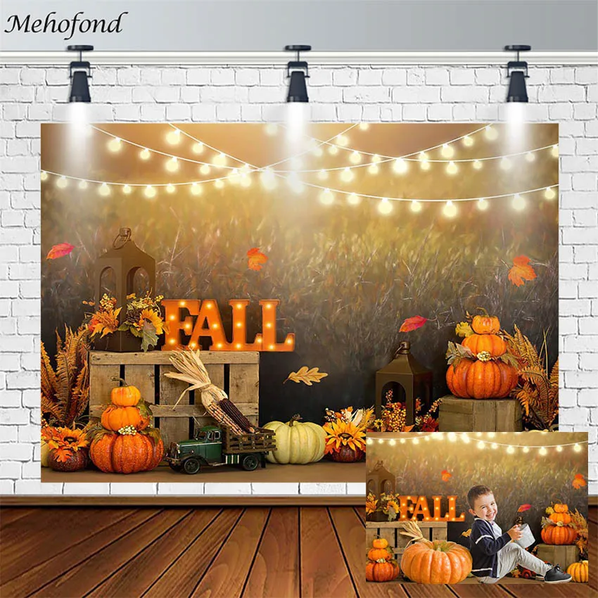 Fall Professional Photography Backgrounds Pumpkin Hay Truck Harvest Birthday Newborn Backdrops Photophone Photozone Decor Props