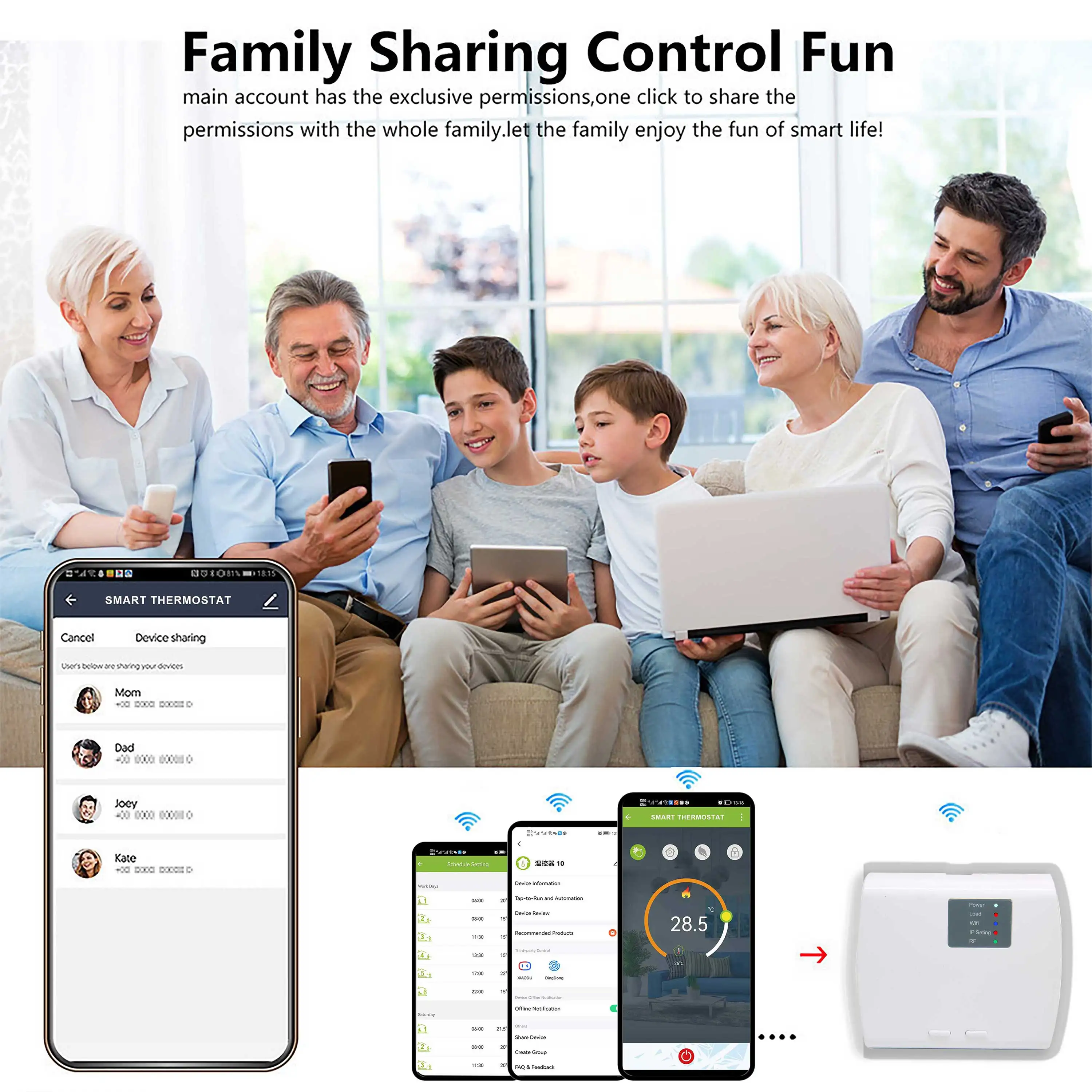 Termostato inalámbrico WIFI para Control de calefacción, receptor Transmisor RF de 868Mhz, UE, válvula de radiador de caldera de Gas, calefacción eléctrica