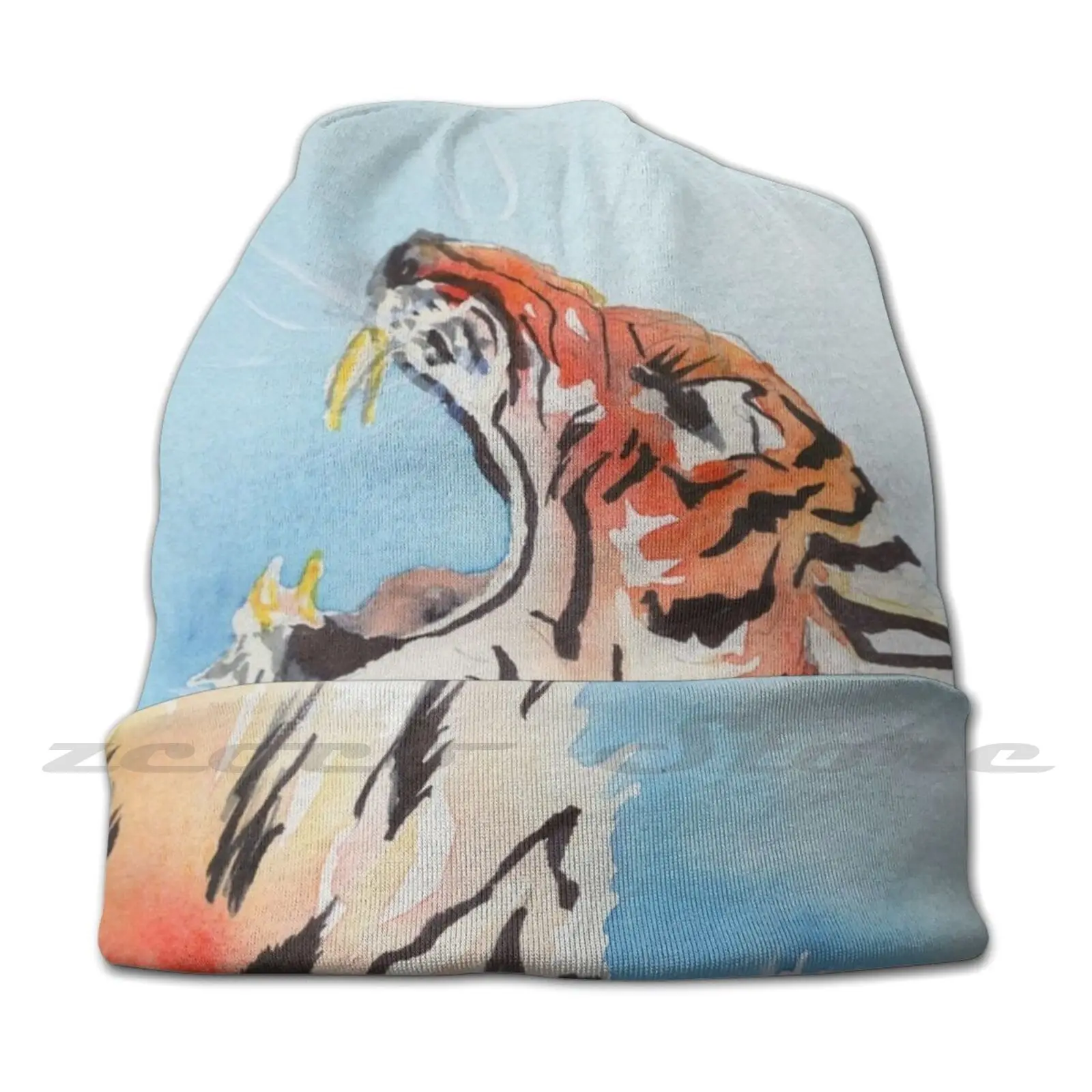 Teeth Of The Tiger Diy Pullover Cap Knit Hat Plus Size Keep Warm Elastic Soft Tiger Wild Zoo Dorm Big Cats Cat Safari India