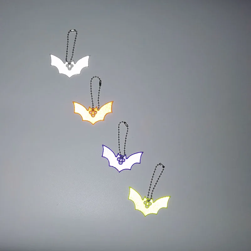 Halloween bat style Small Sequin Glitter Keychains Reflective Safety Pendant Night Riding Walking Bike Gift
