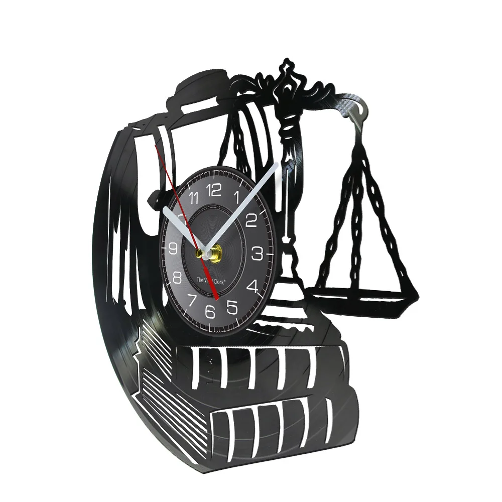 The Scales Of Justice Attorny Balance Scale Book Wall Clock For Lawyer Office Decor Vinyl Record Laser Law Student Exam Gift