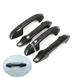 For Kia Seltos K3 2019 2020 2021 2022 Carbon Fiber Chrome Car Door Handle Cover Trim Sticker Styling Accessories Decal Overlays