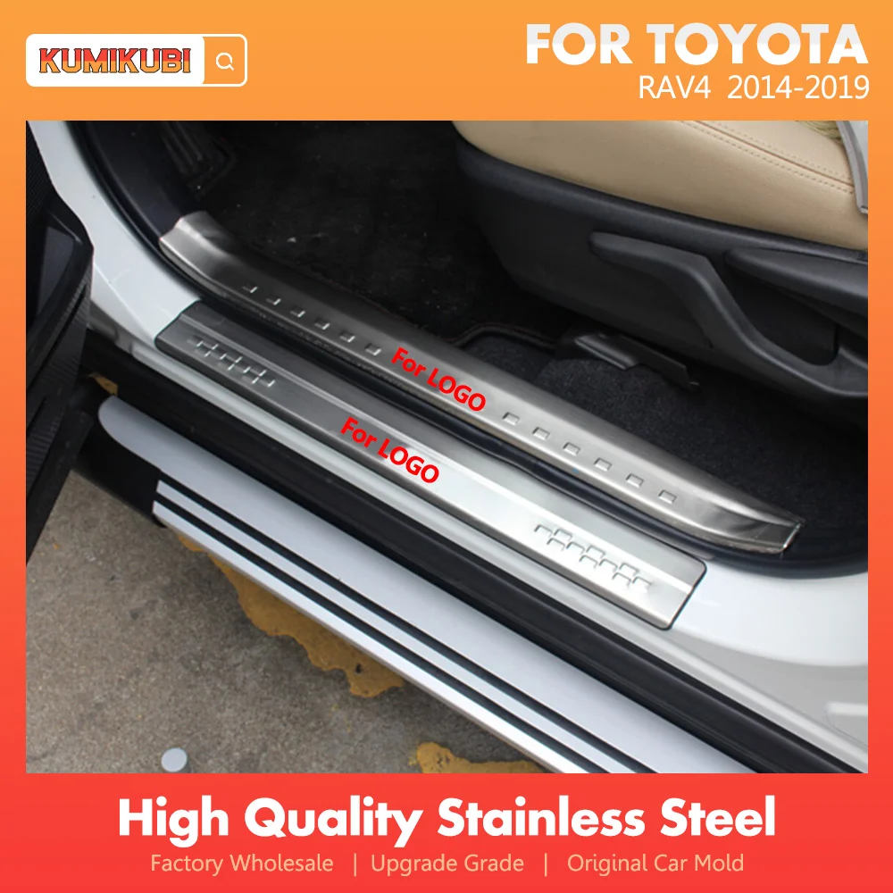 For Toyota RAV4 RAV 4 Accessories 2014-2019 Stainless Steel Scuff Plate Door Sill Guard Pedal Protector Trim Car Styling 4pcs