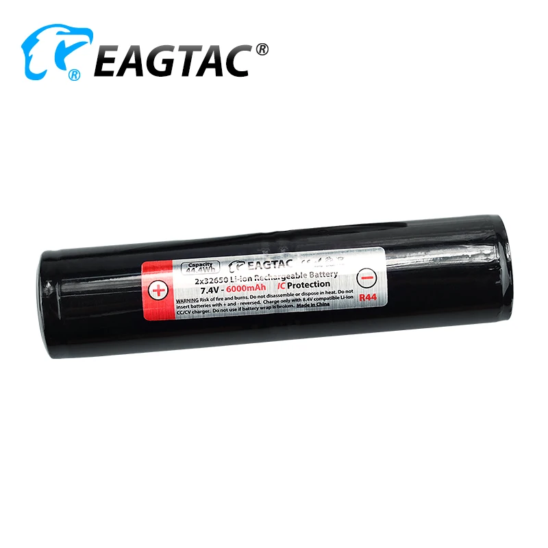 

EAGTAC 2x32650 7.4V 6000mAh (R44) Protected Li-ion Battery Pack Brass Button Top for MX25L2 MX25L2C