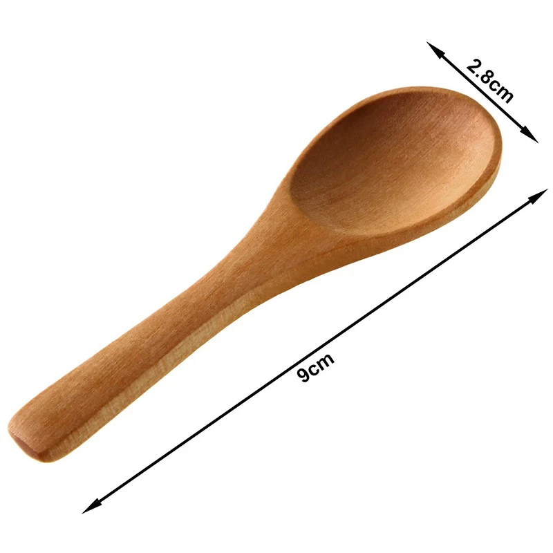 50 Pieces Small Wooden Spoons Mini Nature Spoons Wood Honey Teaspoon Cooking Condiments Spoons for Kitchen (Light Brown)