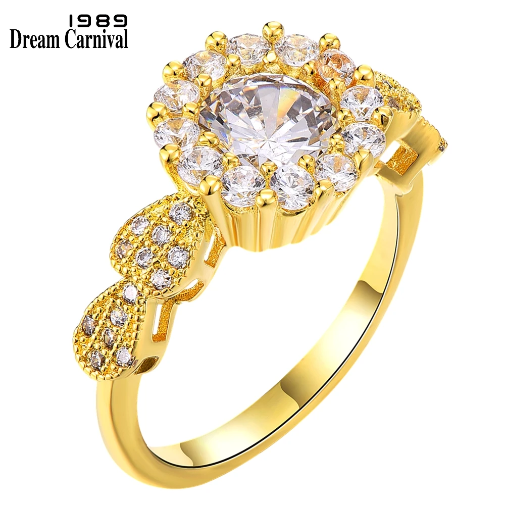 DreamCarnival 2021 New Wedding Rings Women Light Gold Color ZIrcon Jewelry Anniversary Wife Gift Female Amazing Price SJ24580G