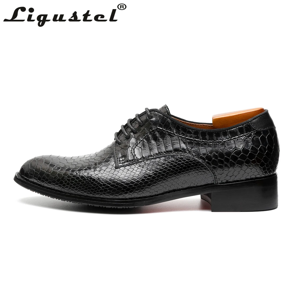 Men's Snakeskin Leather Dress Shoes Red Bottom Non-slip Lace-up  Business Formal Dress Wedding Shoes Pointed Toe Plus Size 47