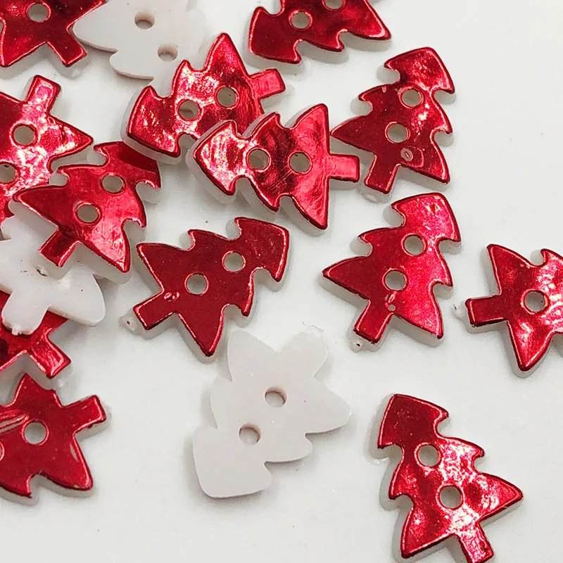 100 pz 17x13MM albero di natale 2 fori bottoni in plastica abbigliamento per bambini accessori per il cucito fai da te Scrapbooking artigianato PH335