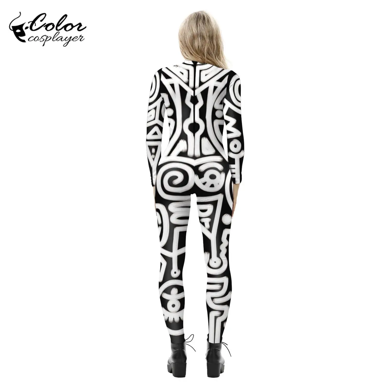 Cor cosplayer zentai halloween cosplay traje macacão feminino carnaval festa listra 3d impresso bodysuits elástico terno