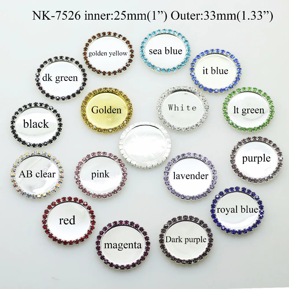 10Pcs/Set Rhinestone Button, Metal Bottle Cap Tray, Flat Back , Embossed, Inner Size 25MM, Key Cover Cabochon