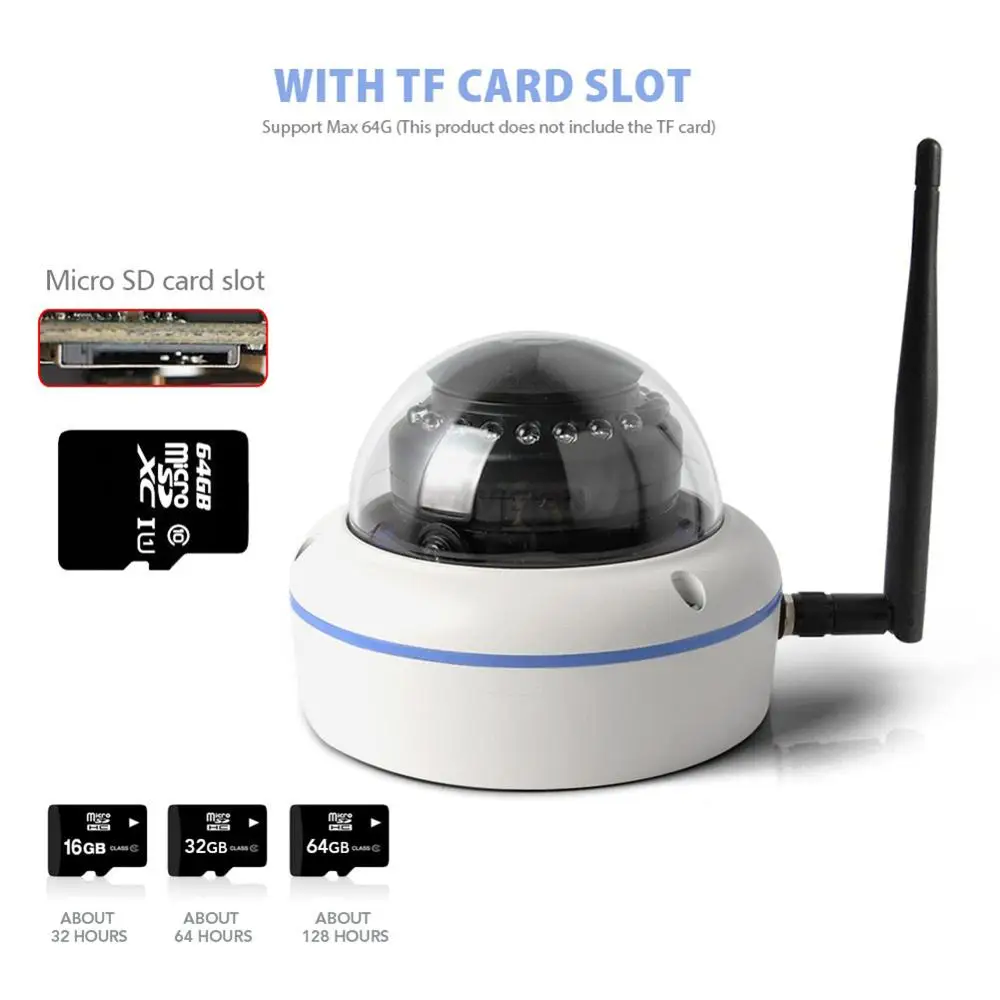 1080P WIFI IP Camera Wireless Dome Outdoor Onvif TF Card Slot 2MP CCTV Wi-Fi Security Camera Night Vision 10m APP CamHi