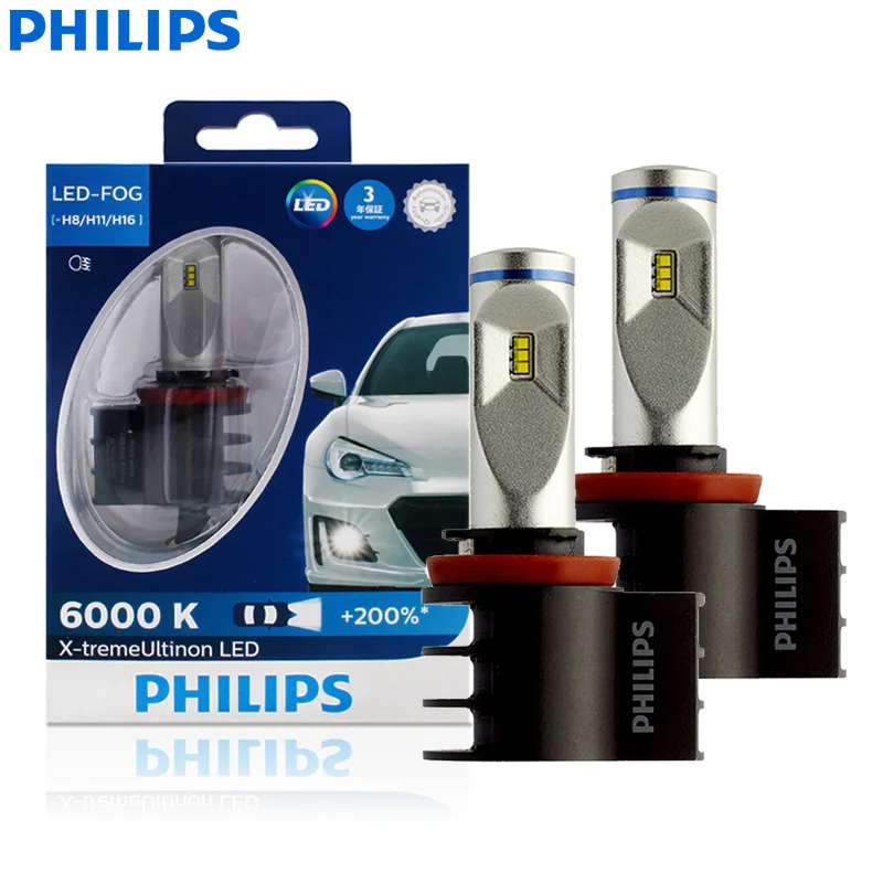 

Philips X-treme Ultinon LED H8 H11 H16 12V 12834UNIX2 6000K Car LED Fog Lamps Auto Headlight +200% More Bright (Twin Pack)