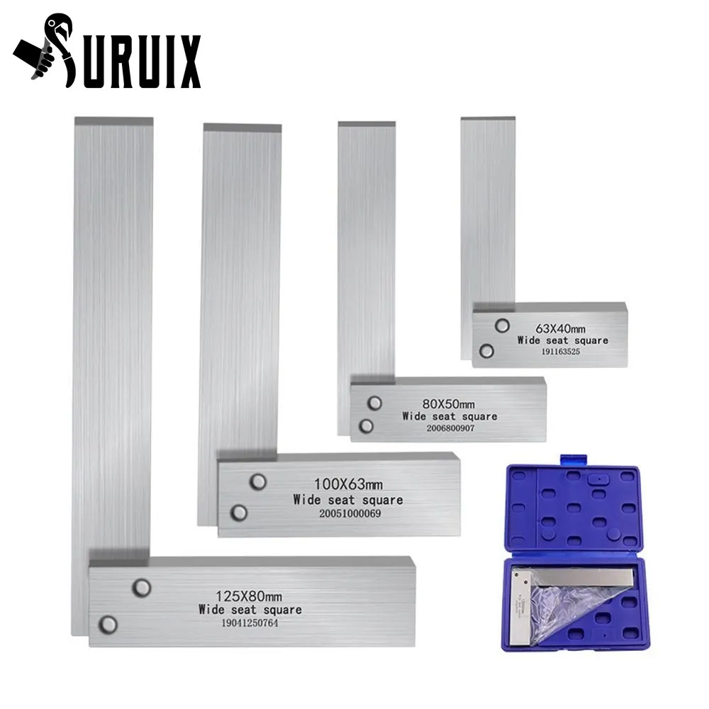 Carbon Steel 90 Degree Wide Seat Square Engineer Set Precision Ground Steel Hardened Angle Ruler Carbon Steel Measuring Tools