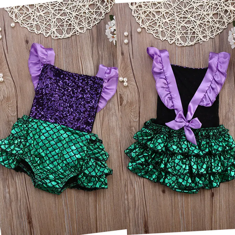 Newborn Baby Toddler Newborn Girl Sequined Jumpsuit Jumpsuit Suit Sunscreen Clothing Mermaid Swimsuit Cute Pool Outfit