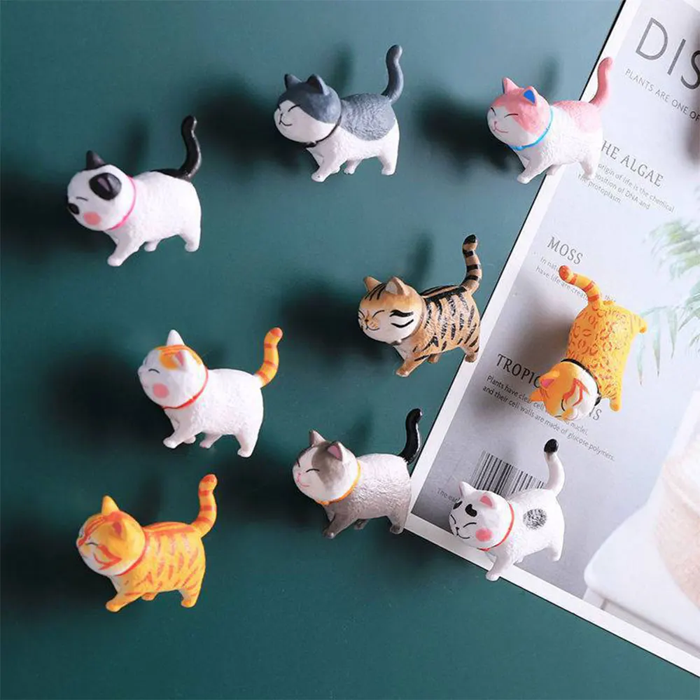 3D Stereo Cute Turnable Kitten Art Design Animal Series Home Decor Fridge Magnet Refrigerator Decoration Gift For Kitchen