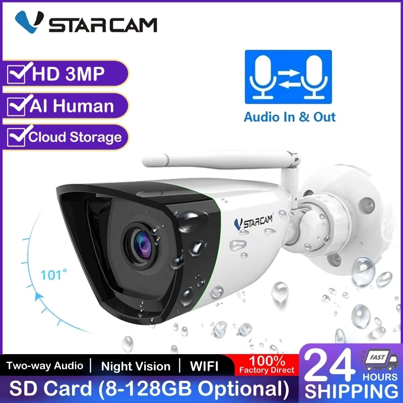 

Vstarcam CS55 3MP 1296P Wireless IP camera Sound&Light Alarm Absent Detection AI Humanoid Intercom Baby Monitor