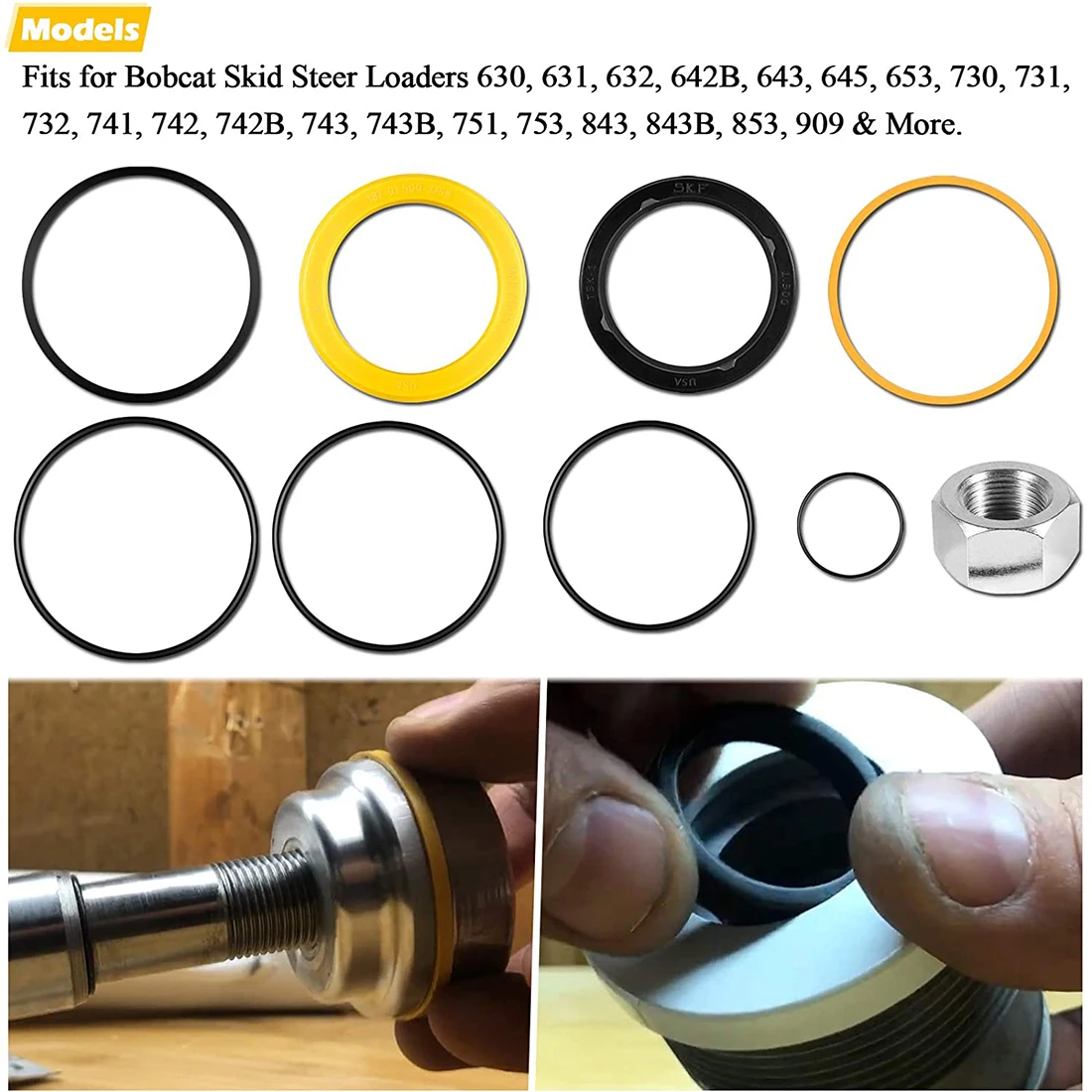 7135551 Tilt Hydraulic Cylinder Seal Kit Fits for Bobcat Skid Steer Loader 630 631 632 641 642 643 645 653 730 731 732 741 Etc