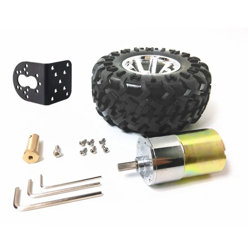 130mm Plastic Wheel Set Wheel+Motor+Bracket Off-road Tire for 2wd/4wd Car Chassis  Intelligent Car Chassis Robot Accessories