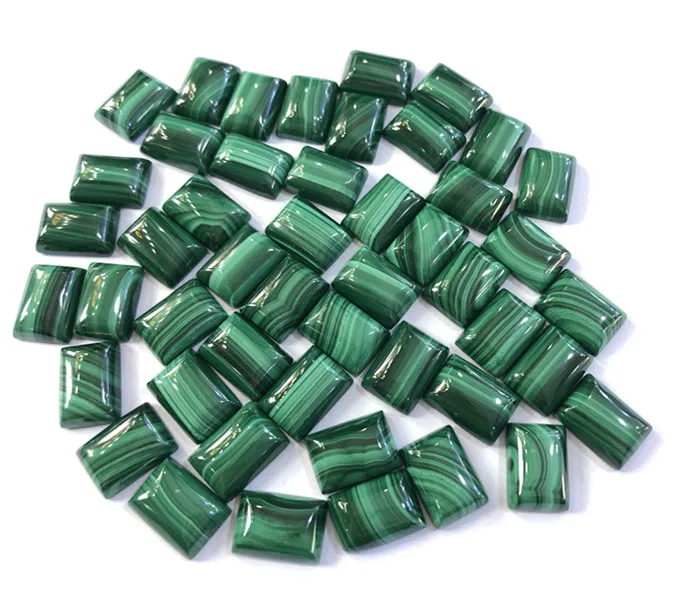 

Natural Malachite Retangle Cabochon 10pcs/Lot Wholesale Gemstone Jewelry for Rings Earring Face Cushion Shape