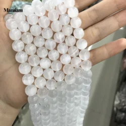 Mamiam Natural A White Selenite Calcite Beads Smooth Round Loose Stone Diy Bracelet Necklace Jewelry Making Gemstone Gift Design