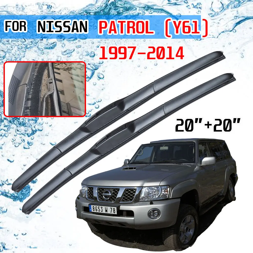 For Nissan Patrol Y61 1997~2014 Accessories Car Front Windscreen Wiper Blades Brushes Cutter 1998 1999 2000 2005 2010 2012 2013