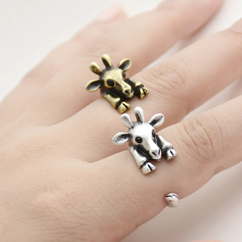 Handgemaakte Vintage Giraffe Herten Geit Paard Ringen Voor Vrouwen Boho Knuckle Animal Anel Masculimo Paar Ring Mannen Sieraden Party Geschenken