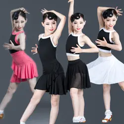 2021 Summer Girls Latin Dance Skirt Children Practice Clothing Competition Performance Dance Costumes Girls Latin Dance Dress